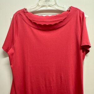 Talbots scalloped neckline top, pima cotton, size 1X